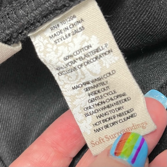 Soft Surroundings Black Slim Leg Pom Pom Hem Jeans - Picture 6 of 6